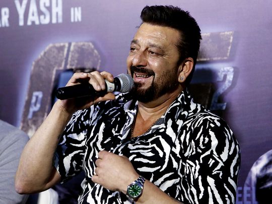 Bollywood actor Sanjay Dutt speaks during a press conference for his upcoming movie 'K.G.F: Chapter 2', at Inox Cinema Hall, Nehru Place, in New Delhi on April 1.