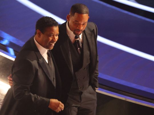 Denzel Washington with Will Smith at the Oscars