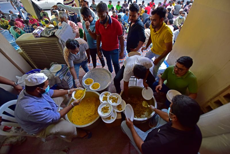 People break their fast during Iftar near the Karama Complex on April 5th, 2022