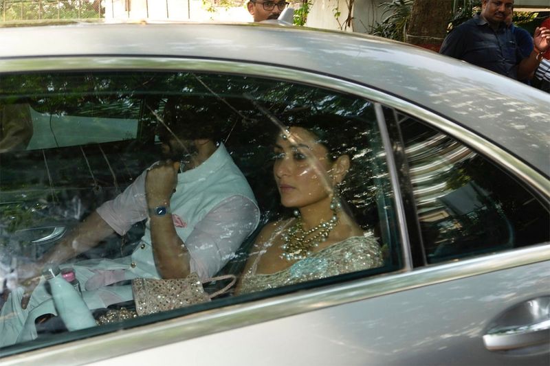 Kareena Kapoor sister of Ranbir Kapoor along with Husband and Bollywood Actor Saif Ali Khan attends wedding of Ranbir Kapoor and Alia Bhatt in Mumbai today , April 14,2022