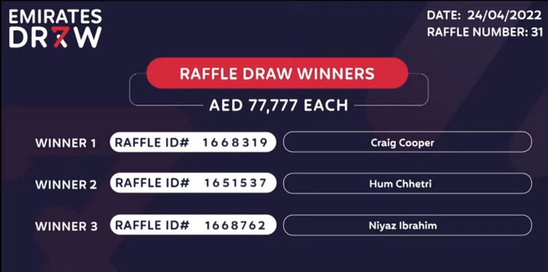 Emirates Draw winners