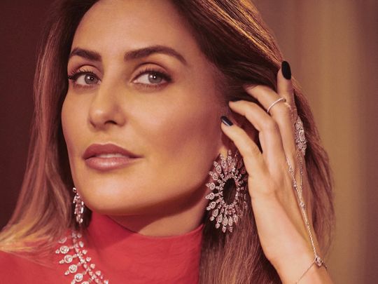 Valérie Messika wearing the jewels from her brand for their latest Ramadan Campaign.