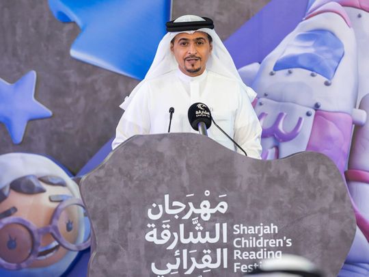 Ahmed bin Rakkad Al Ameri, Chairman of Sharjah Book Authority, addressing a media briefing about the festival on Tuesday