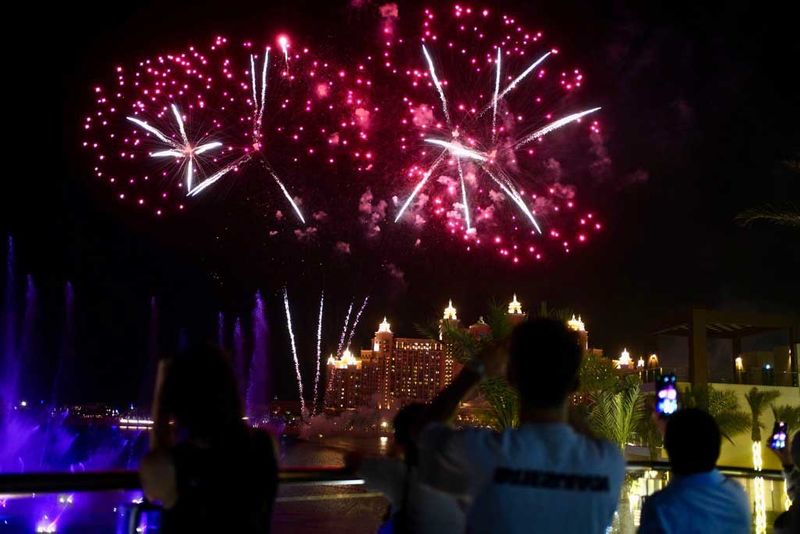 Fireworks display at The Pointe, Dubai, on Monday.