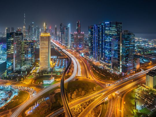 STOCK Dubai skyline economy DWTC Trade centre