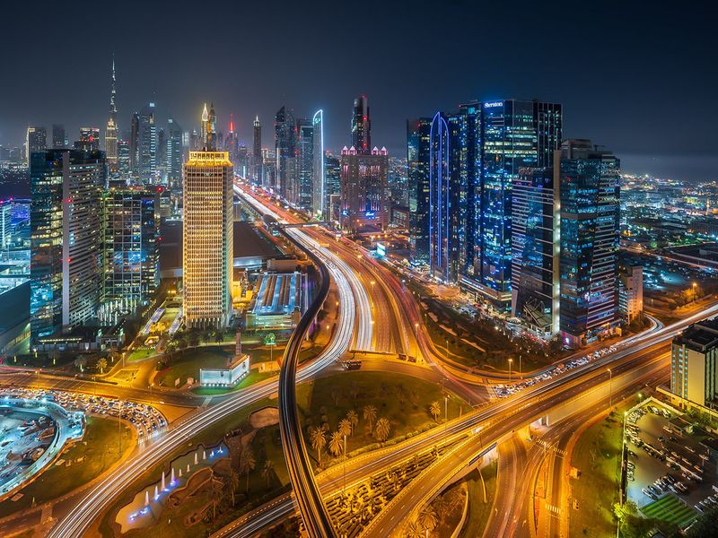 STOCK Dubai skyline economy DWTC Trade centre