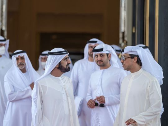 mohammed bin rashid and other sheiks during cabinet meeting