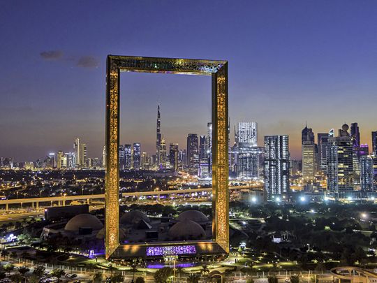 Stock Dubai skyline Dubai frame