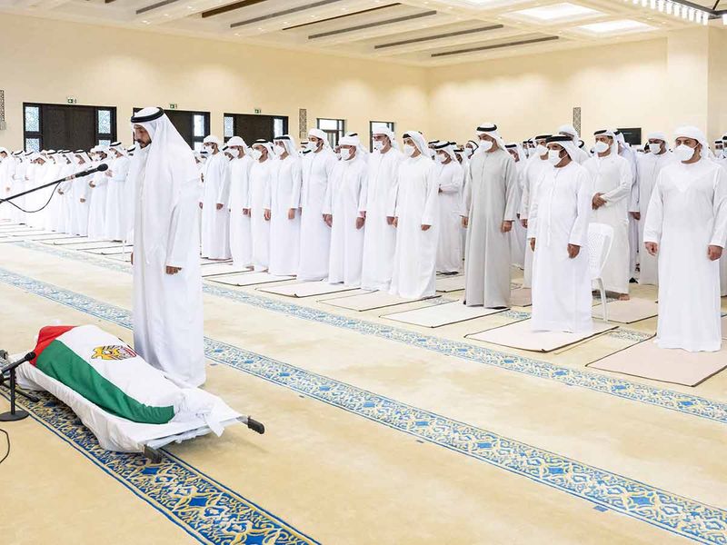 Funeral prayers for Sheikh Khalifa bin Zayed Al Nahyan, President of the United Arab Emirates, at Sheikh Sultan bin Zayed The First mosque