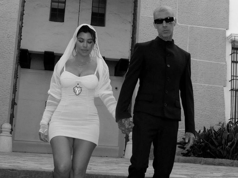 Kourtney Kardashian and Travis Barker at their wedding