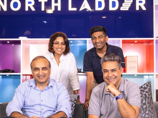 The NorthLadder Leadership Team - Seated Left to Right - Sandeep Shetty & Pishu Ganglani, Standing Left to Right - Neha Kalra & Mihin Shah_-1652782182804