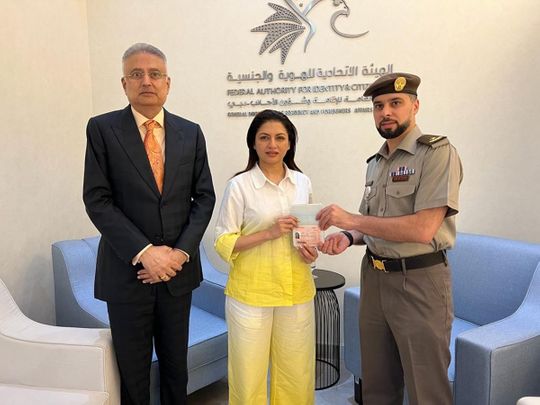 Bhagyashree at receives her UAE golden visa
