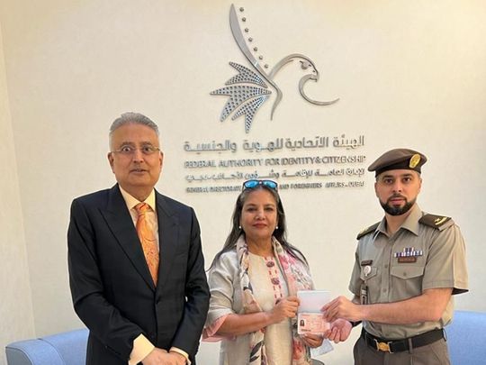 Shabana Azmi receives her UAE golden visa