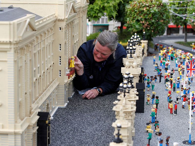 Legoland modellers erected a model of the Queen's Platinum Jubilee party scene during a run-up to the celebrations in Britain.