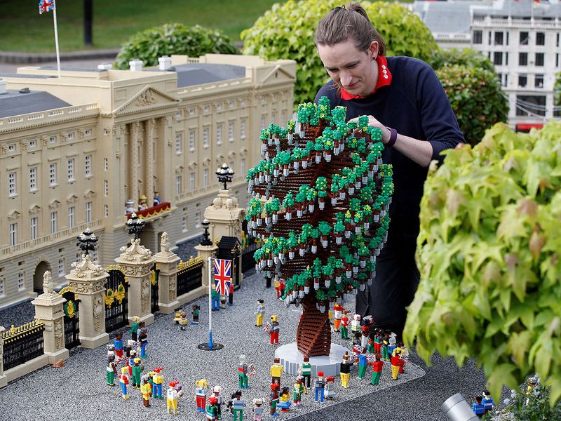 Legoland modellers erected a model of the Queen's Platinum Jubilee party scene during a run-up to the celebrations in Britain.