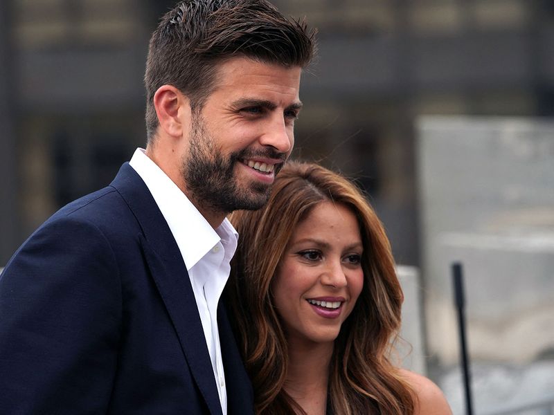 This file photo taken on September 5, 2019 shows Colombian musician Shakira and partner Gerard Pique attending the Davis Cup Presentation in New York.