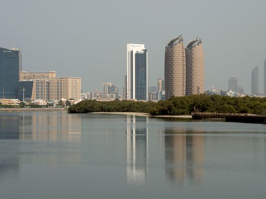 STOCK Abu Dhabi skyline city