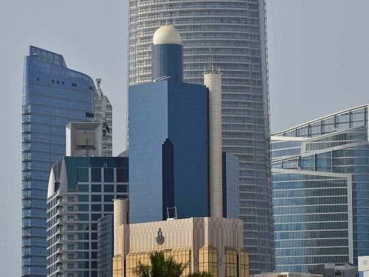 STOCK Abu Dhabi skyline city