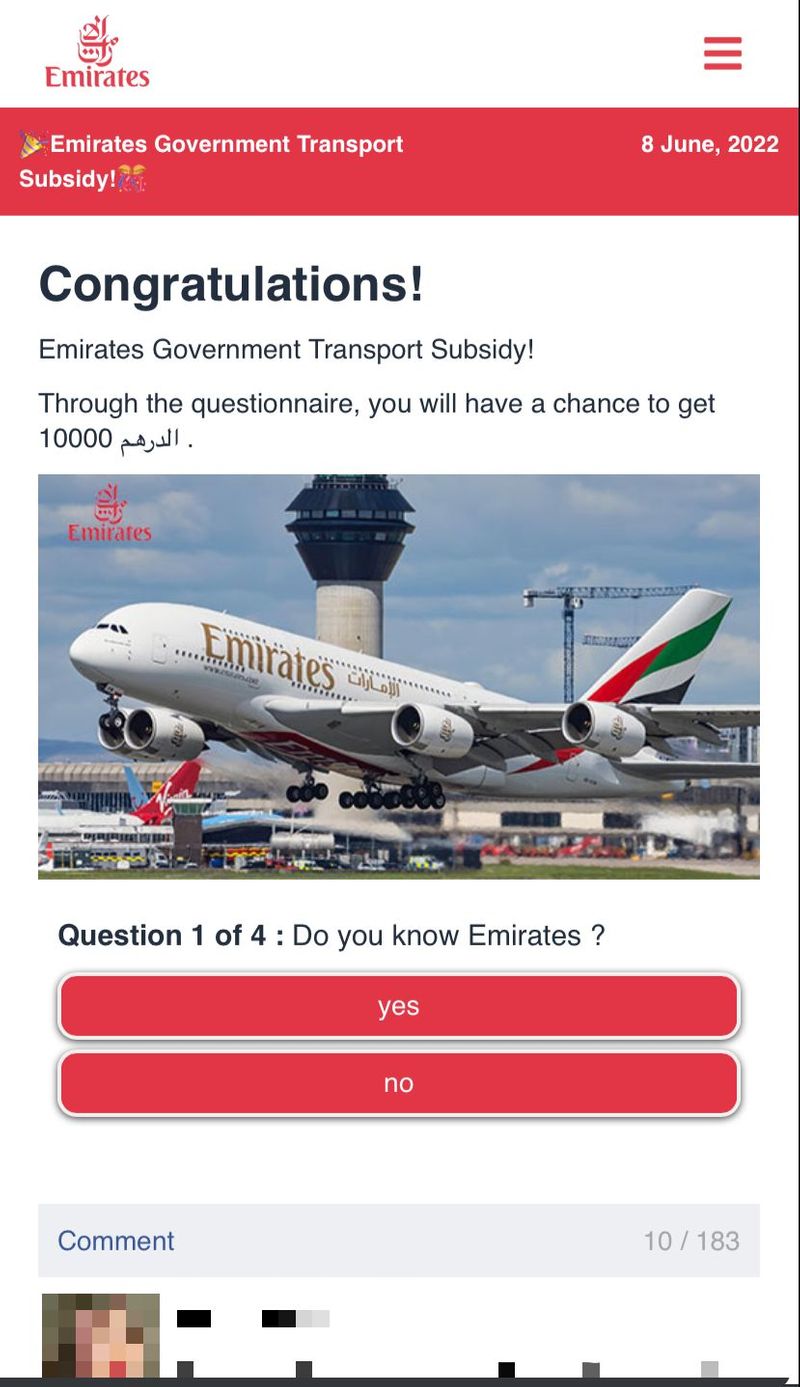 Stock - Emirates scam