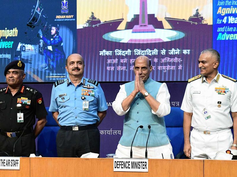 Defence Minister Rajnath Singh army navy air force chiefs