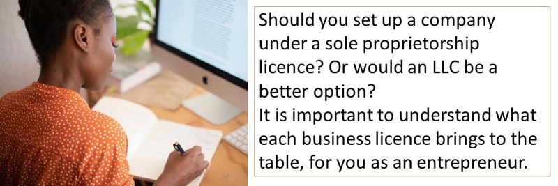 Should you set up a company under a sole proprietorship licence? Or would an LLC be a better option? It is important to understand what each business licence brings to the table, for you as an entrepreneur. 