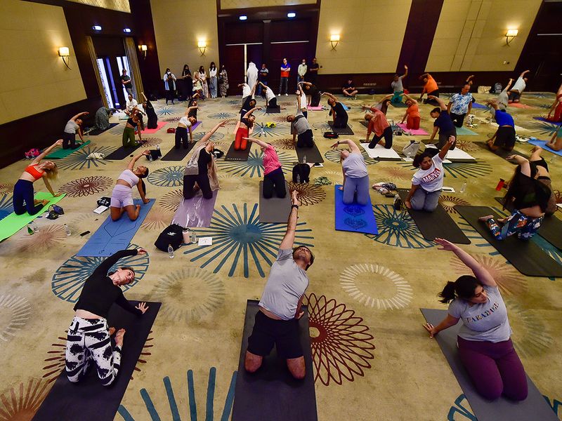 gn yoga day at fairmont the palm 2022