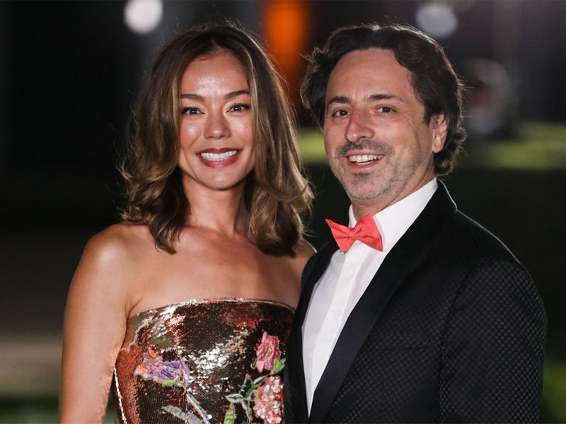 American author Nicole Shanahan and husband/Co-Founder of Google/Alphabet Sergey Brin arrive at the Academy Museum of Motion Pictures Opening Gala held at the Academy Museum of Motion Pictures on September 25, 2021 in Los Angeles, California, United States. 