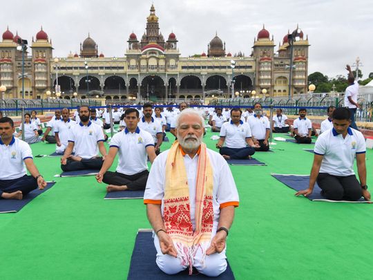 Pictures India Pm Narendra Modi Leads Yoga Day Celebrations From Mysuru Says Yoga Brings Peace 