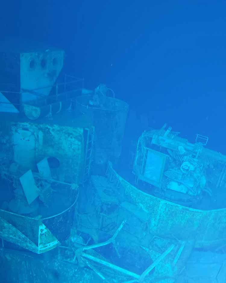 The pilothouse of the wreck of navy destroyer USS Samuel B. Roberts, known colloquially as 