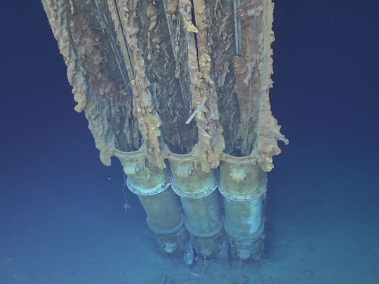 Torpedo tubes of the wreck of navy destroyer USS Samuel B. Roberts, known colloquially as 