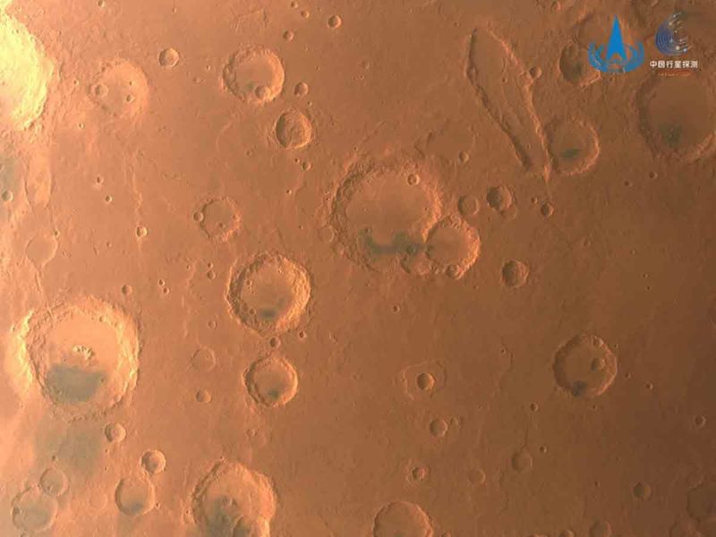 An image of Mars taken by China's Tianwen-1 unmanned probe is seen in this handout image released by China National Space Administration (CNSA) on June 29, 2022. 