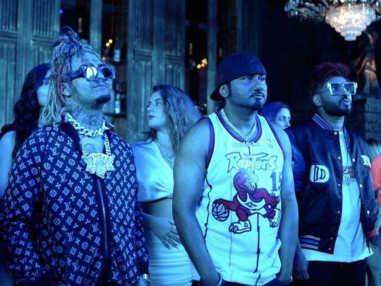 (L to R) Lil Pump , Yo Yo Honey Singh and DJ Shadow at the shooting of their song Casanova-1656585925363