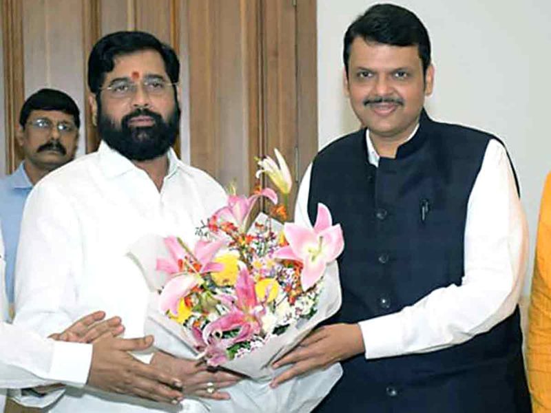 Rebel Shiv Sena leader Eknath Shinde meets BJP leader Devendra Fadnavis