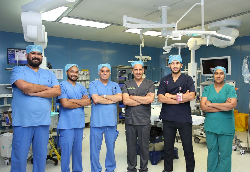 Dr. Firas M. Husban (third from right) along with the medical team after the surgery-1657085214810