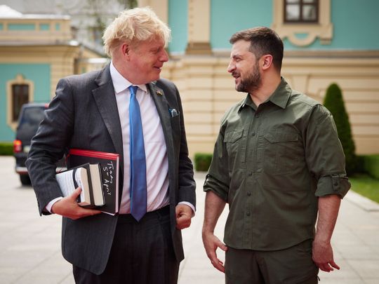 Volodymyr Zelenskyy and Boris Johnson