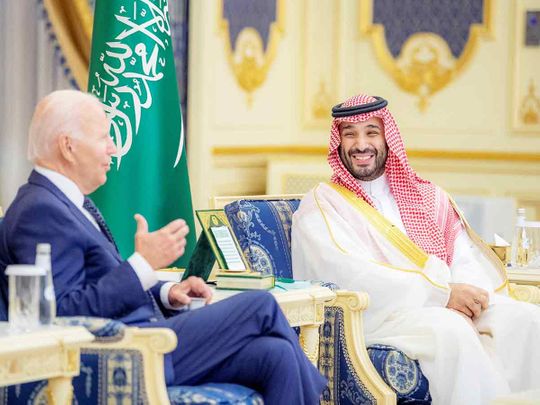 Saudi Arabia's Crown Prince Mohammed bin Salman (right) and US President Joe Biden 