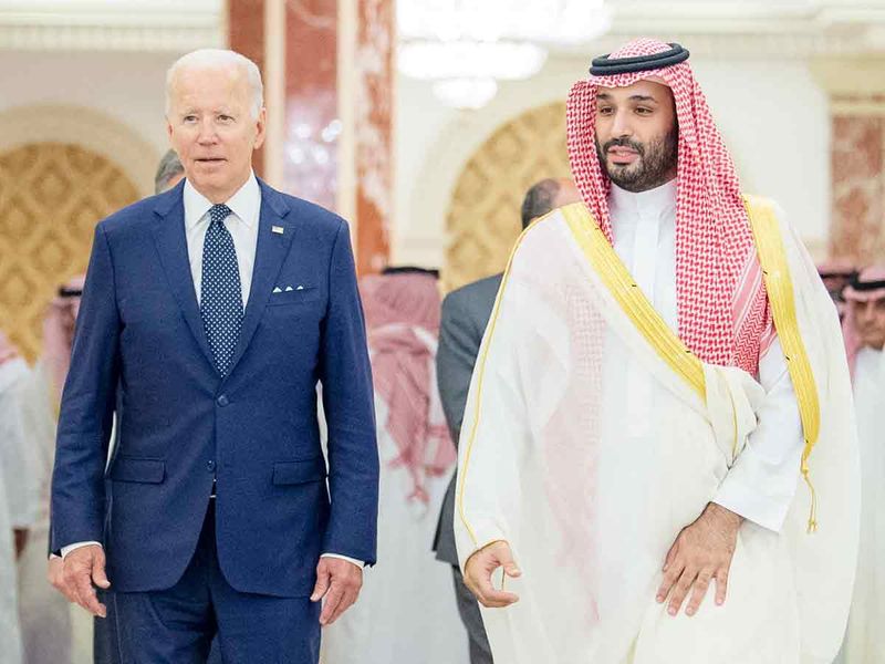 Saudi Crown Prince Mohammed bin Salman (right) and US President Joe Biden