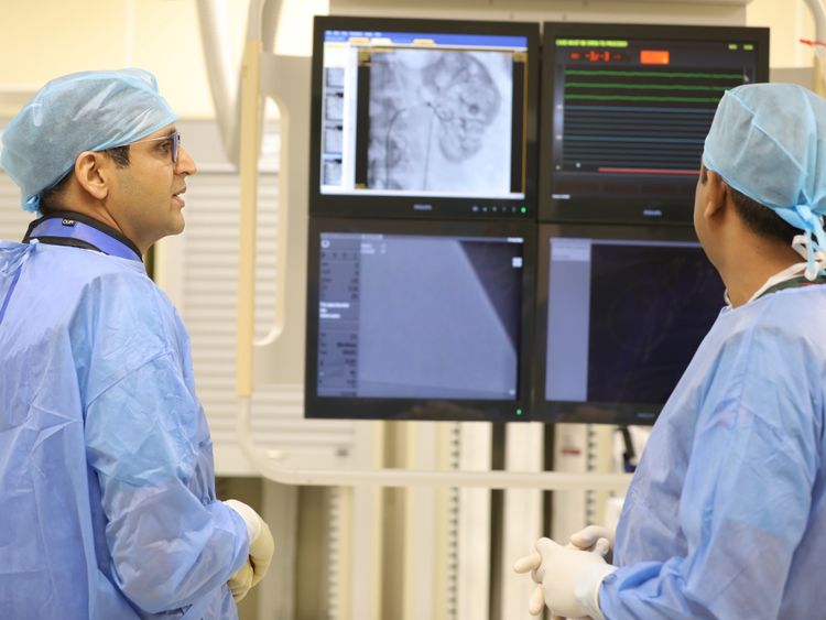 Dr. Rahul Chaudhary (Left) and Dr. Vaibhav A. Gorde (Right) in the cathlab (4)-1657971575457