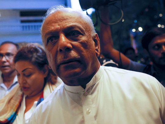 Dinesh Gunawardena, Leader of the House of Parliament arrives at a Buddhist temple as he waits for Ranil Wickremesinghe who has been elected as the Eighth Executive President under the Constitution, amid the country's economic crisis, in Colombo, Sri Lanka July 20, 2022.