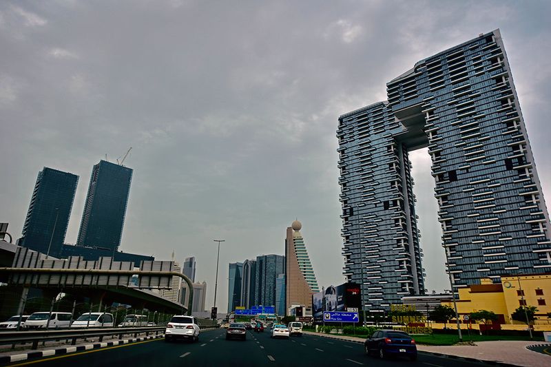 Dark rain clouds hover over Dubai on 26th July, 2022. 