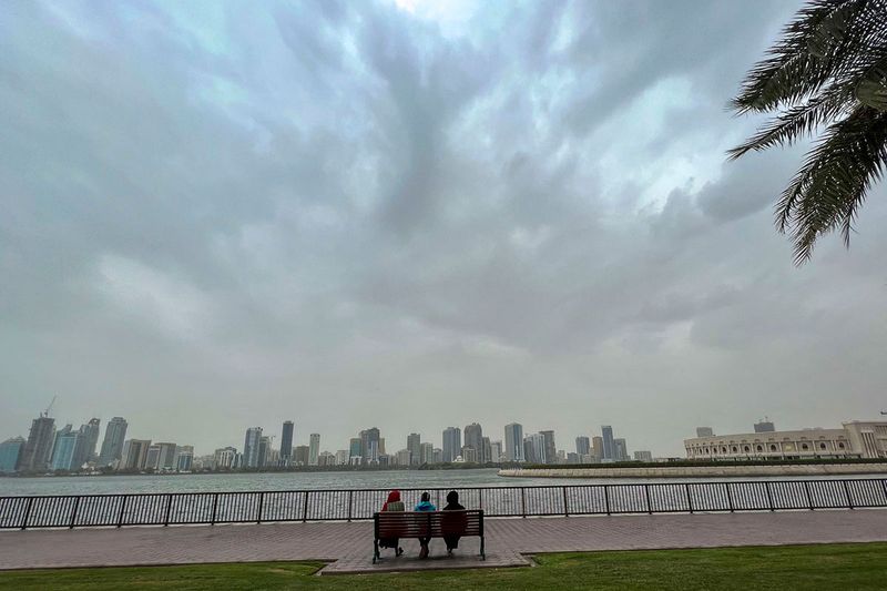 Over cast and dusty weather in Sharjah. 26th July 2022. 