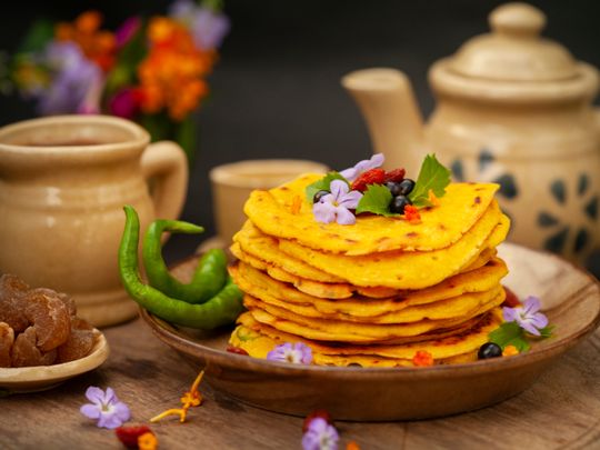 Besan Chilla or chickpea-based savoury pancakes 