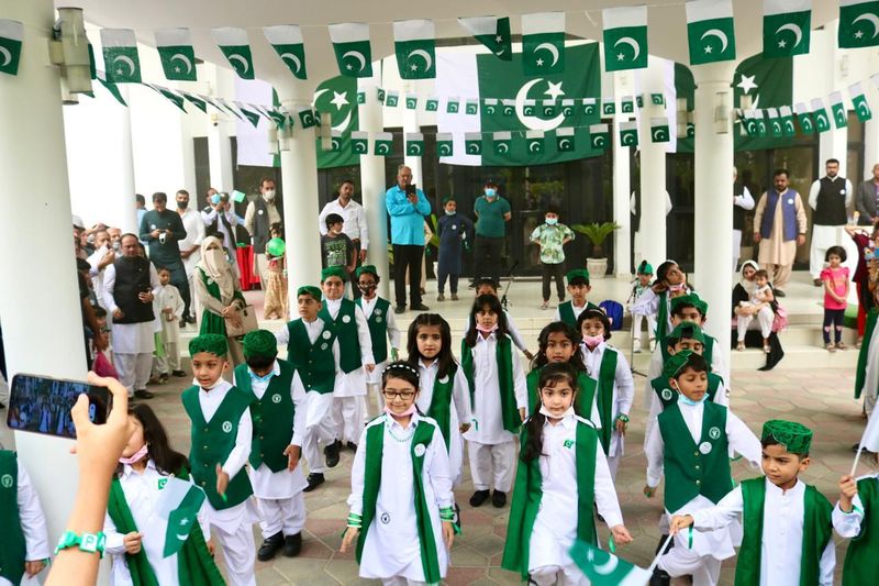 Children perform at the embassy of Pakistan in Abu Dhabi