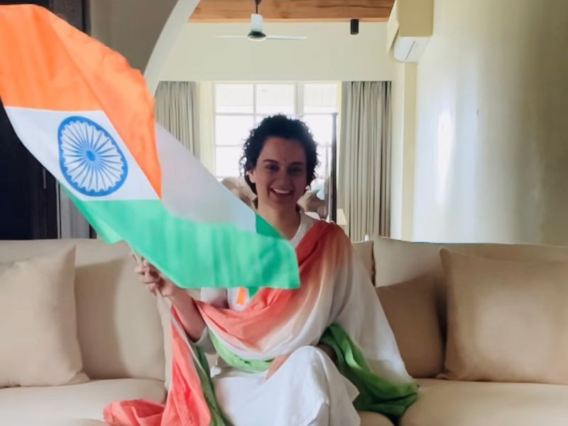 Kangana Ranaut waves the Indian tricolour