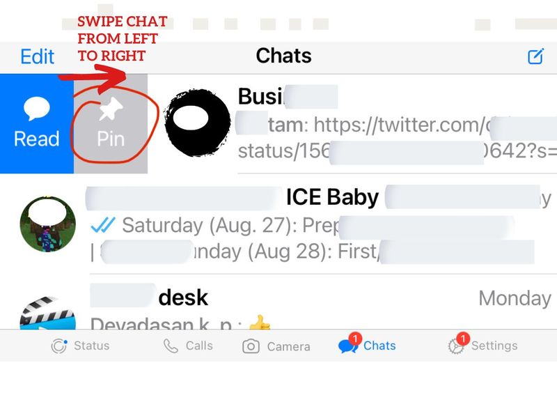 Pin a whatsapp chat