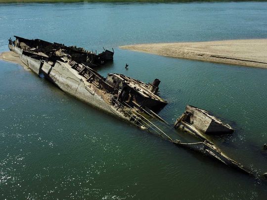 Wreckage of a World War Two German warship Danube