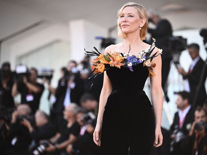 Australian US actress Cate Blanchett arrives on September 1, 2022 for the screening of the film 
