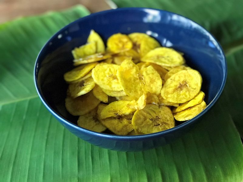 Homemade Upperi or salted banana chips