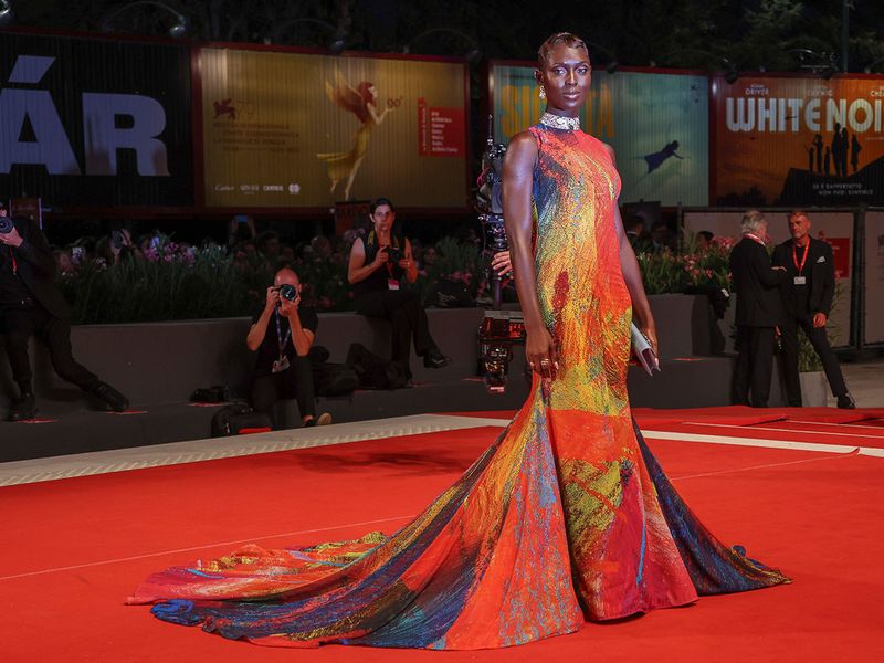 Jodie Turner-Smith poses for photographers upon arrival at the premiere of the film 'Bardo' during the 79th edition of the Venice Film Festival in Venice, Italy, Thursday, Sept. 1, 2022. (Photo by Joel C Ryan/Invision/AP)