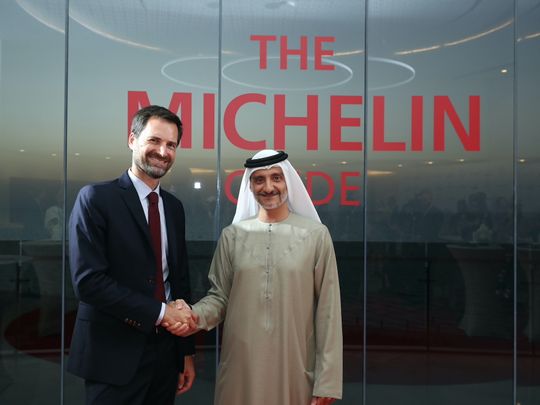 Gwendal Poullennec, International Director of the Michelin Guides and Saleh Mohamed Al Geziry, director general for Tourism at the Department of Culture and Tourism – Abu Dhabi